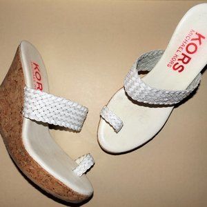 White/Tan Michael Kors Cork  Wedge